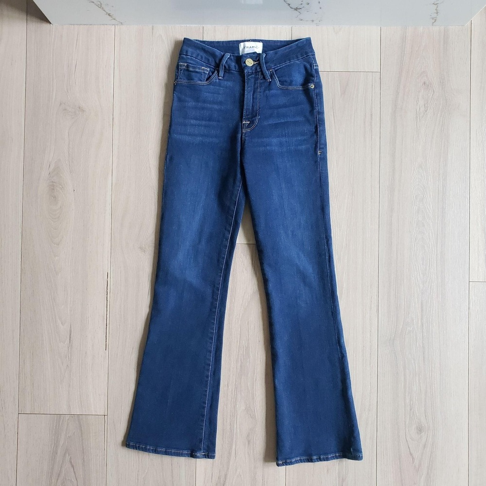 FRAME Jeans Womens 25 Blue Medium Wash Le Crop Mini Boot Stretch Denim Casual